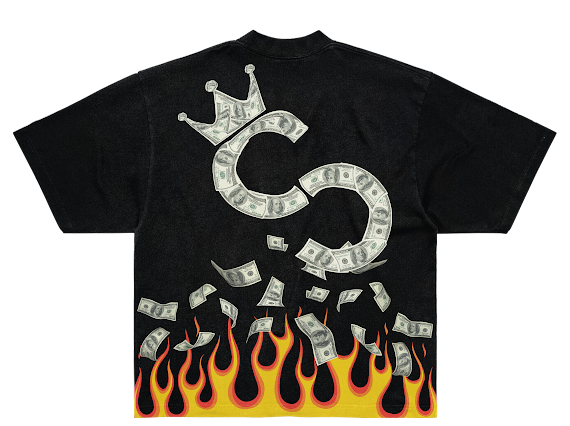 Black CA$H CODE Flame Tee