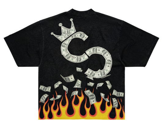Black CA$H CODE Flame Tee