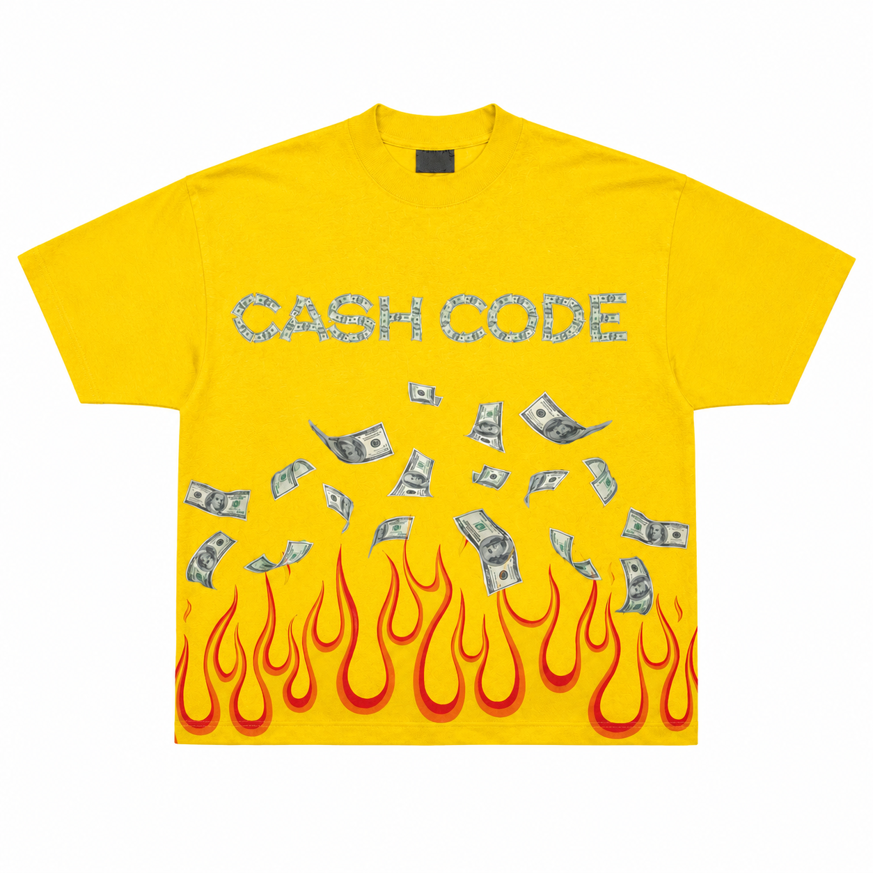 Yellow CA$H CODE Flame Tee