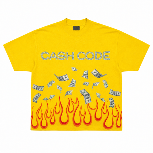 Yellow CA$H CODE Flame Tee