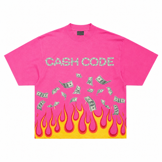 Pink Ca$H CODE Flame Tee