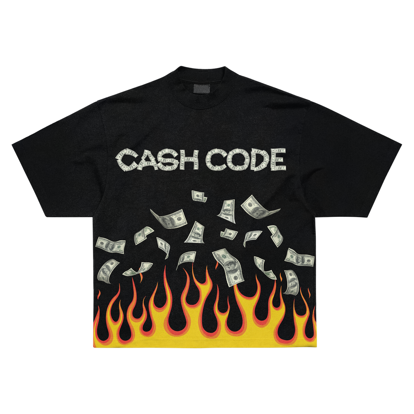 Black CA$H CODE Flame Tee