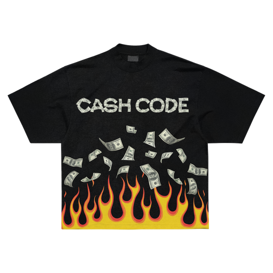 Black CA$H CODE Flame Tee